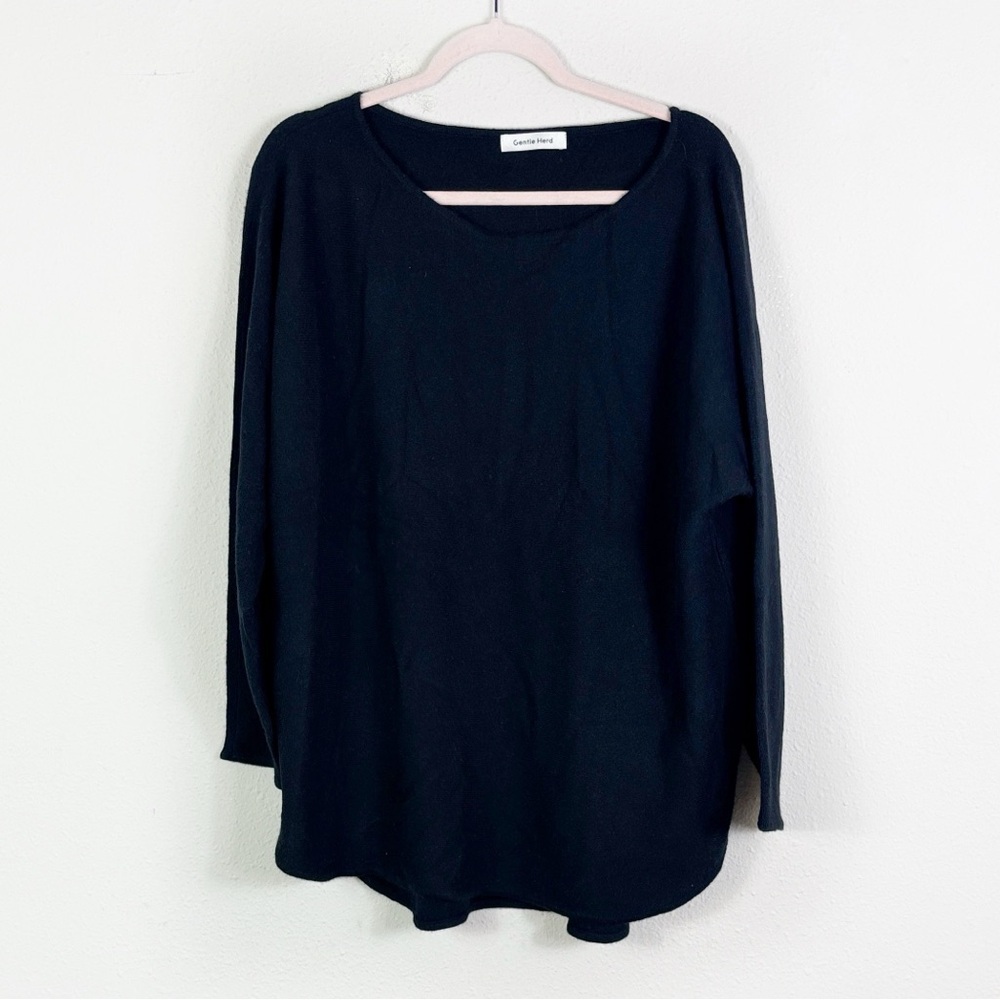 Gentle Herd 100% Cashmere Boatneck Sweater In Black Size Xxxl